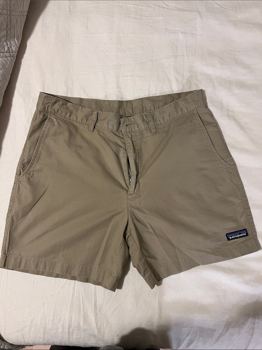 Patagonia Men's Tan Flat-Front Outdoor Shorts 6”